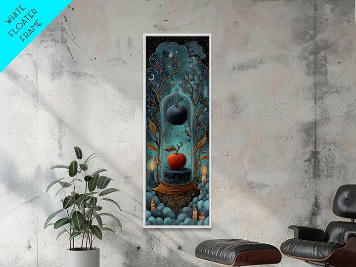 The Poison Apple Reliquary - Surreal Celestial Vision, Gothic Home Decor, Tall Narrow Wall Art, Canvas Print, Halloween Home Decor