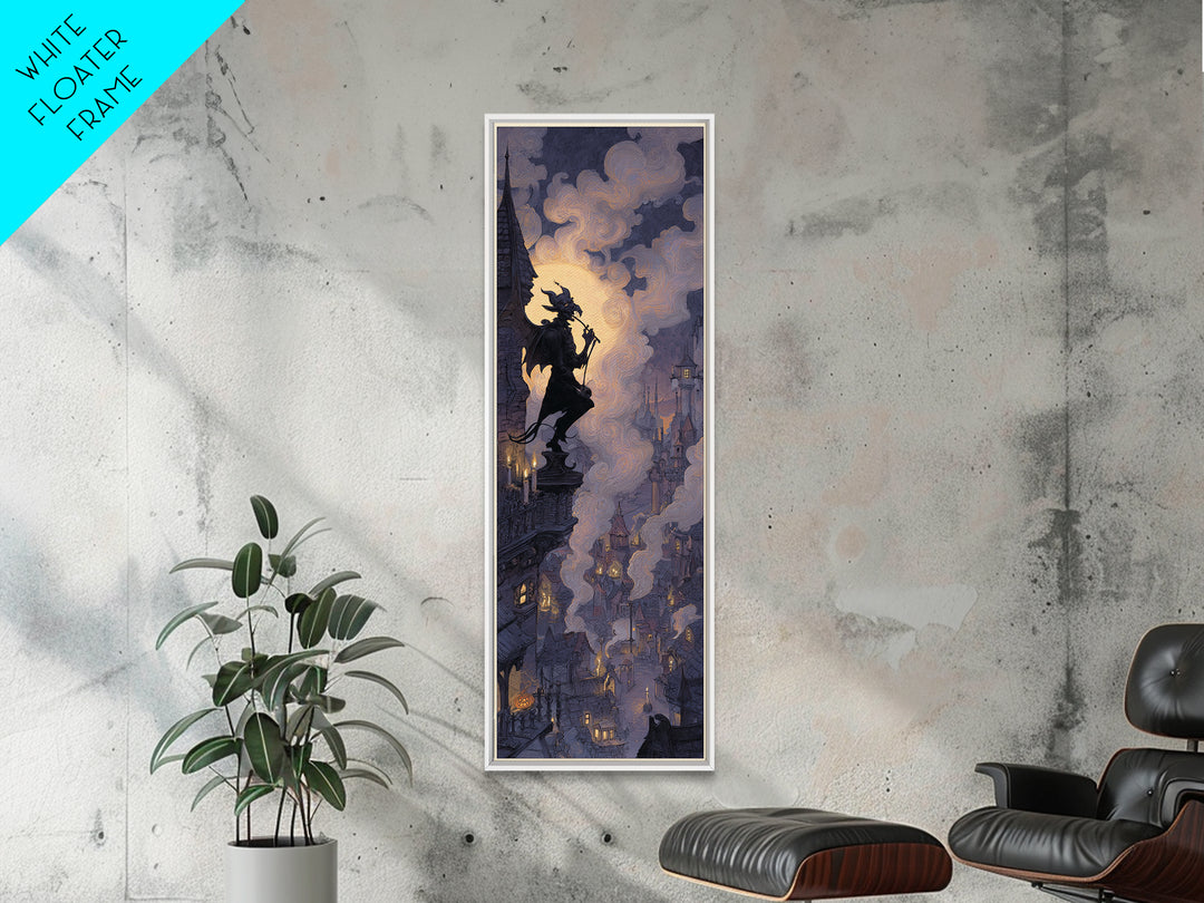The Gargoyle Rooftop Choir - Icon Portrait, Occult Wall Decor, Tall Narrow Wall Art, Canvas Print, Halloween Home Decor, Gothic Wall Art