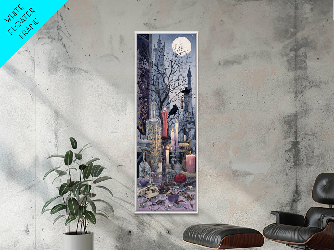 The Gargoyle Rooftop Choir - Occult Still Life, Gothic Home Decor, Tall Narrow Wall Art, Canvas Print, Halloween Home Decor, Gothic Wall Art