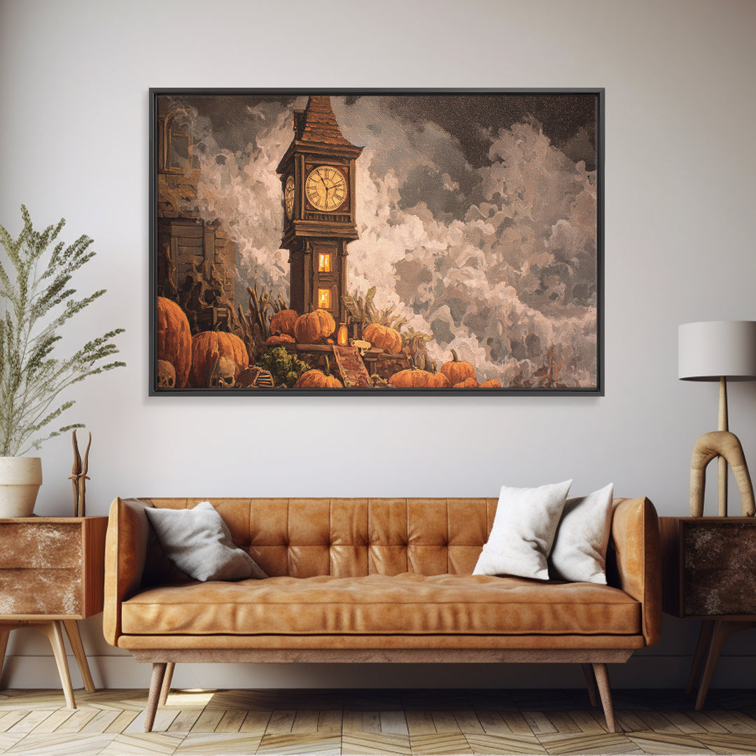 The October Clock Tower - Occult Still Life, Dark Fantasy Wall Art, Landscape Wall Art, Canvas Print, Halloween Home Decor, Gothic Wall Art