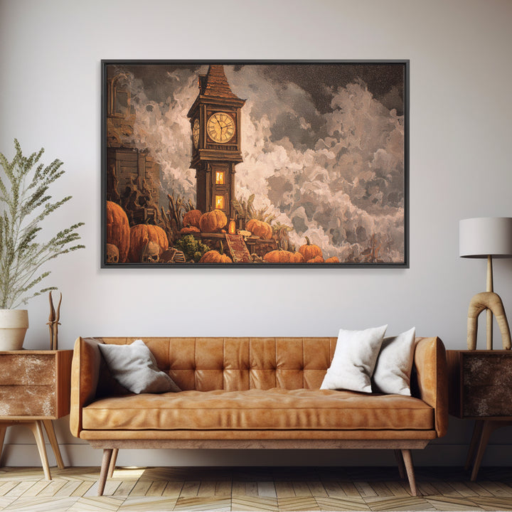The October Clock Tower - Occult Still Life, Dark Fantasy Wall Art, Landscape Wall Art, Canvas Print, Halloween Home Decor, Gothic Wall Art