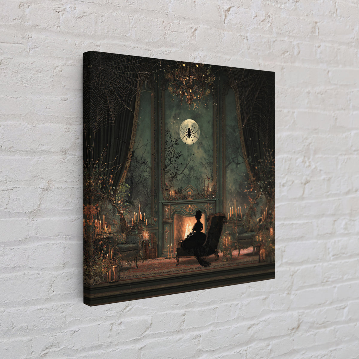 The Spider Queen Parlor - Icon Portrait, Spooky Wall Decor, Square Wall Art, Framed Canvas Print, Halloween Home Decor, Gothic Wall Art