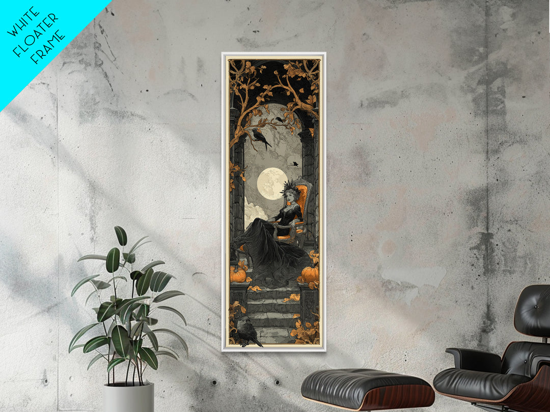 The Spider Queen Parlor - Icon Portrait, Macabre Halloween Art, Tall Narrow Wall Art, Framed Canvas Print, Halloween Home Decor
