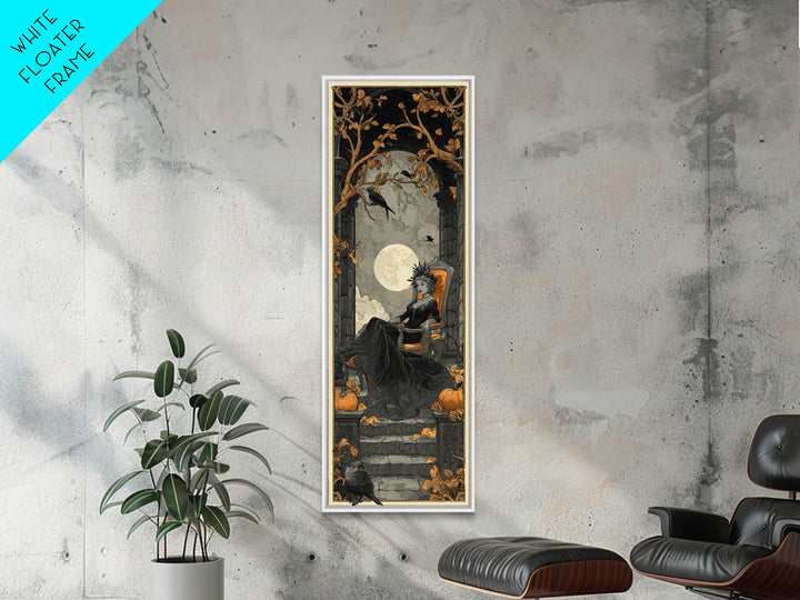 The Spider Queen Parlor - Icon Portrait, Macabre Halloween Art, Tall Narrow Wall Art, Framed Canvas Print, Halloween Home Decor