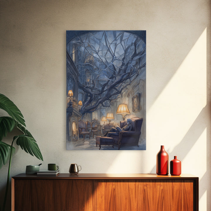 The Spider Queen Parlor - Environmental Panorama, Occult Wall Decor, Vertical Wall Art, Canvas Print, Halloween Home Decor, Gothic Wall Art