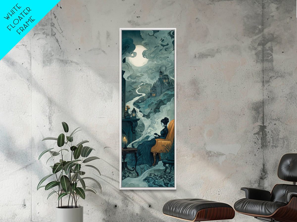 The Spider Queen Parlor - Environmental Panorama, Halloween Wall Art, Tall Narrow Wall Art, Framed Canvas Print, Halloween Home Decor