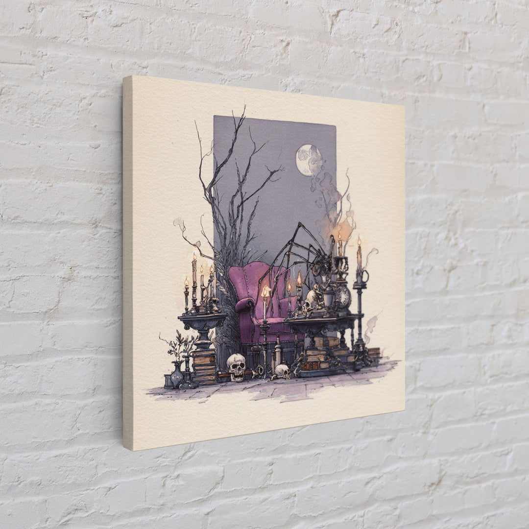 The Spider Queen Parlor - Occult Still Life, Gothic Home Decor, Square Wall Art, Canvas Print, Halloween Home Decor, Gothic Wall Art