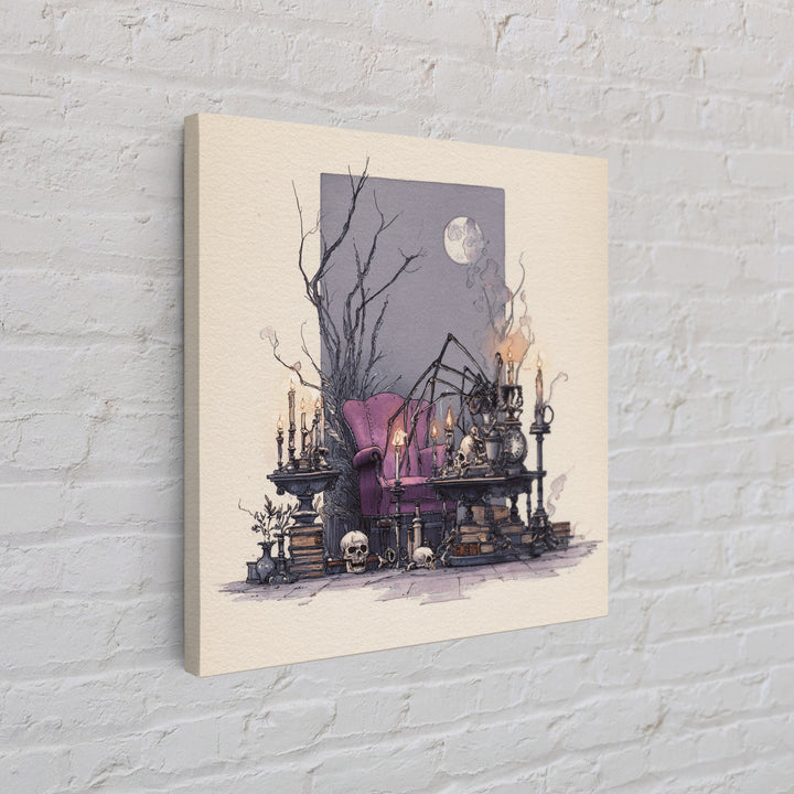 The Spider Queen Parlor - Occult Still Life, Gothic Home Decor, Square Wall Art, Canvas Print, Halloween Home Decor, Gothic Wall Art