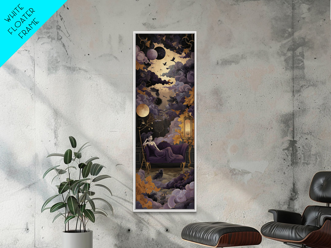 The Spider Queen Parlor - Surreal Celestial Vision, Gothic Home Decor, Tall Narrow Wall Art, Canvas Print, Halloween Home Decor