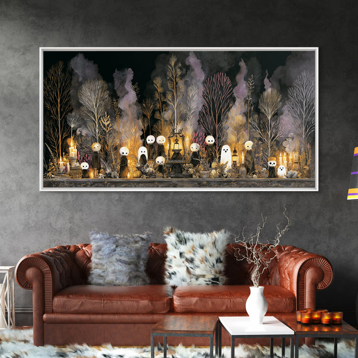 The Golden Funeral Procession - Occult Still Life, Occult Wall Decor, Wide Panoramic Art, Canvas Print, Halloween Home Decor