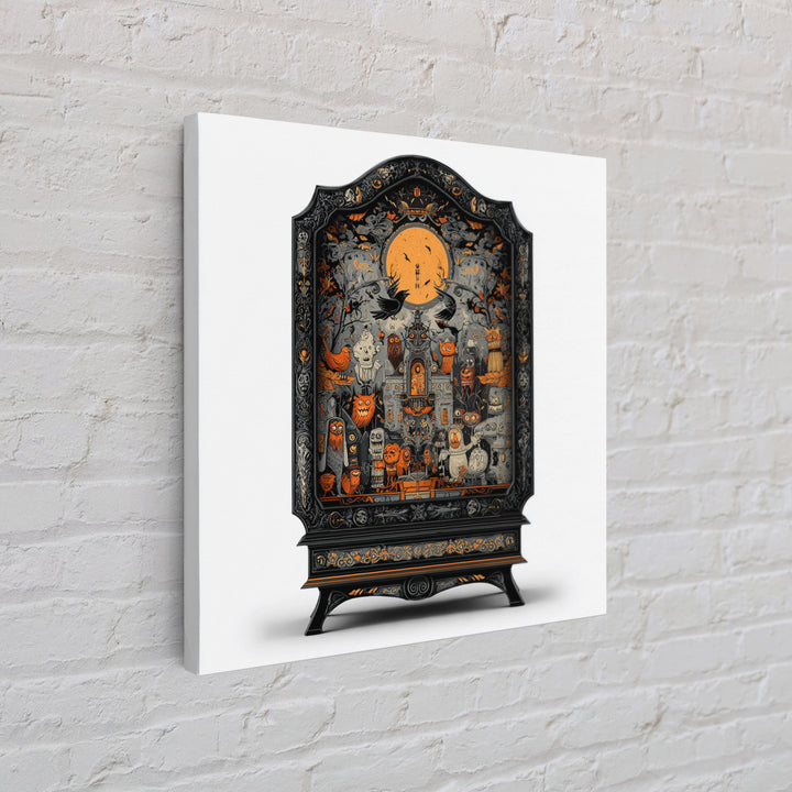 The Monster In The Mirror Cabinet - Icon Portrait, Gothic Home Decor, Square Wall Art, Canvas Print, Halloween Home Decor, Gothic Wall Art