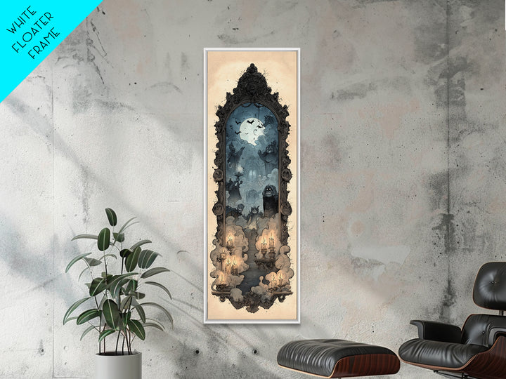 The Monster In The Mirror Cabinet - Icon Portrait, Gothic Home Decor, Tall Narrow Wall Art, Canvas Print, Halloween Home Decor