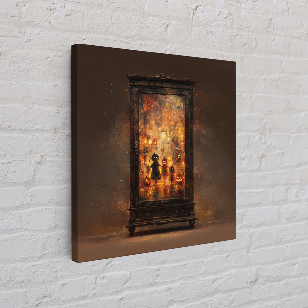 The Monster In The Mirror Cabinet - Procession Scene, Dark Fantasy Wall Art, Square Wall Art, Canvas Print, Halloween Home Decor