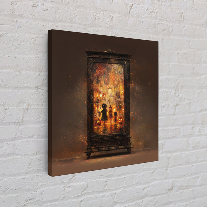 The Monster In The Mirror Cabinet - Procession Scene, Dark Fantasy Wall Art, Square Wall Art, Canvas Print, Halloween Home Decor