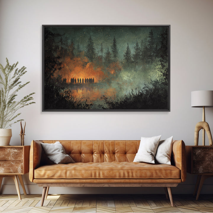 The Choir Of Deepwater Acolytes, Occult Wall Decor, Landscape Wall Art, Framed Canvas Print, Halloween Home Decor, Gothic Wall Art