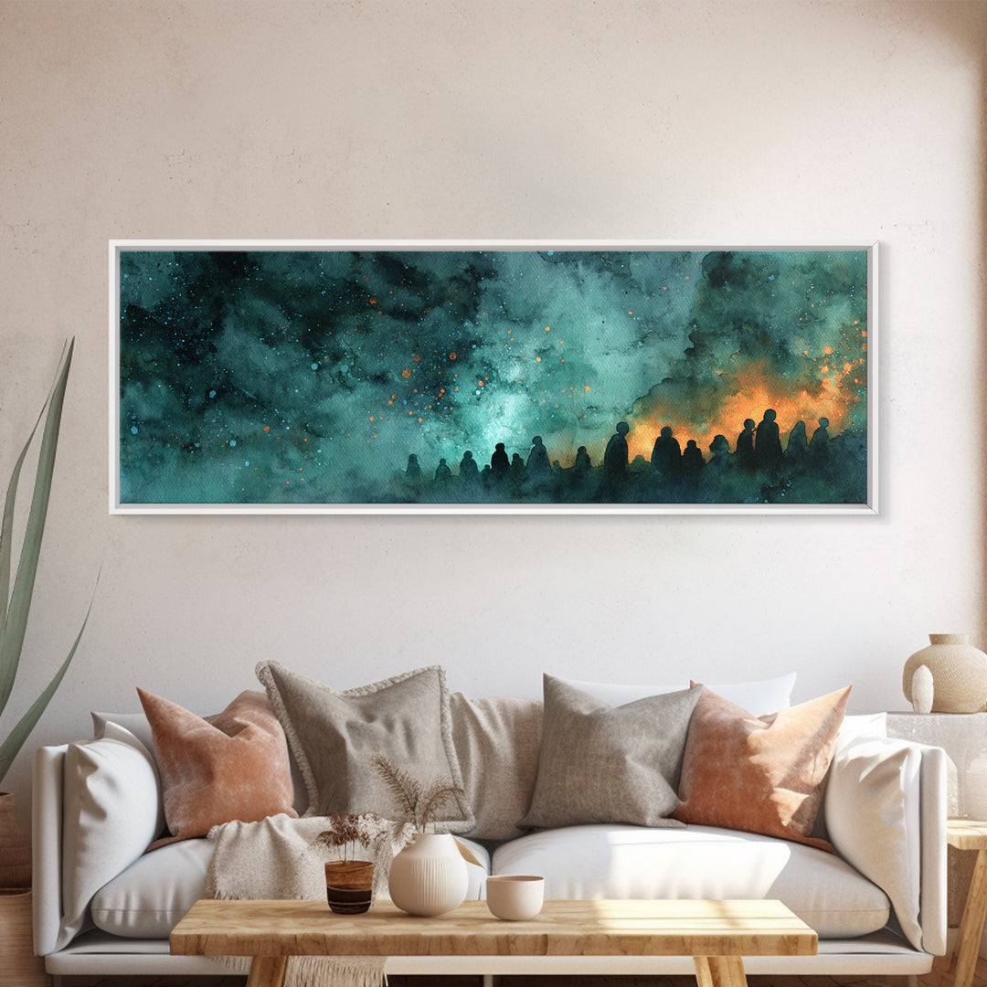 The Choir Of Deepwater Acolytes, Cosmic Horror Decor, Extra Wide Wall Art, Canvas Print, Halloween Home Decor, Gothic Wall Art