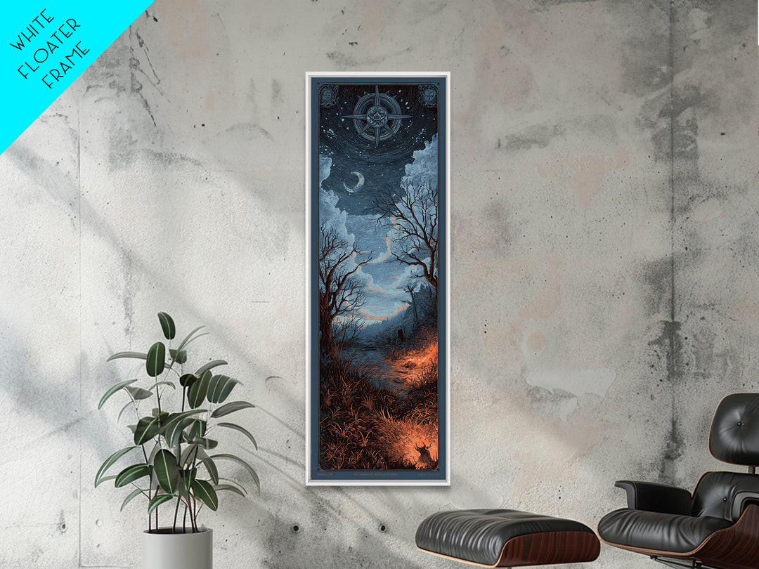The Librarian Of Forbidden Tides, Occult Wall Decor, Tall Narrow Wall Art, Canvas Print, Halloween Home Decor, Gothic Wall Art