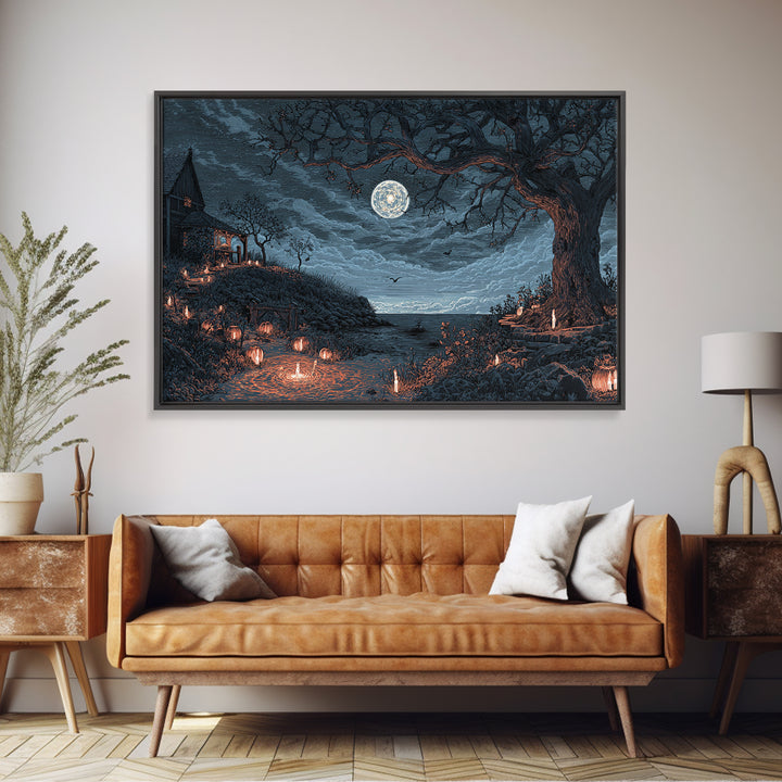 The Star-Seer Of Black Dunwich, Halloween Wall Art, Landscape Wall Art, Framed Canvas Print, Halloween Home Decor, Gothic Wall Art