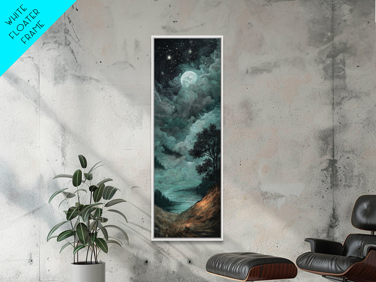 The Bride Of The Abyssal Moon, Occult Wall Decor, Tall Narrow Wall Art, Framed Canvas Print, Halloween Home Decor, Gothic Wall Art