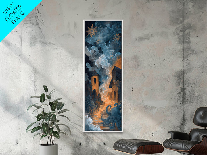 The Bellringer Of The Sunken Cathedral, Dark Fantasy Wall Art, Tall Narrow Wall Art, Framed Canvas Print, Halloween Home Decor
