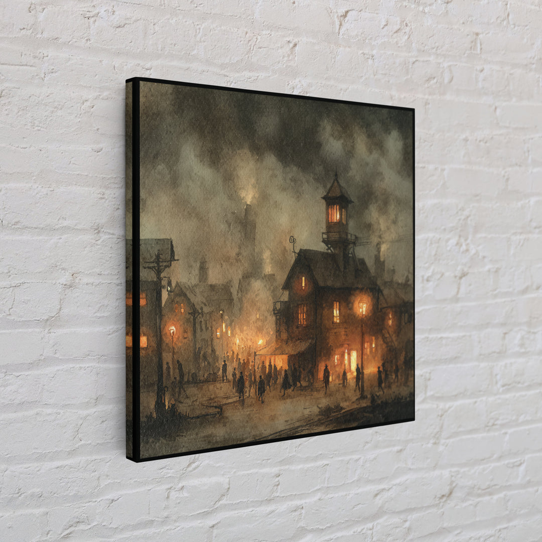 The Innsmouth Lantern Procession, Occult Wall Decor, Square Wall Art, Framed Canvas Print, Halloween Home Decor, Gothic Wall Art