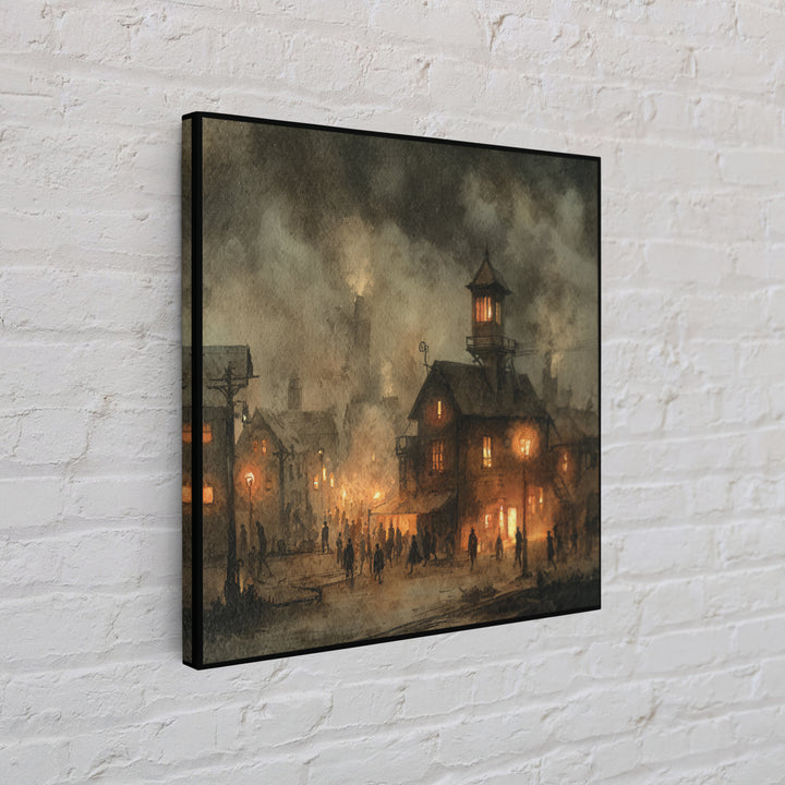 The Innsmouth Lantern Procession, Occult Wall Decor, Square Wall Art, Framed Canvas Print, Halloween Home Decor, Gothic Wall Art