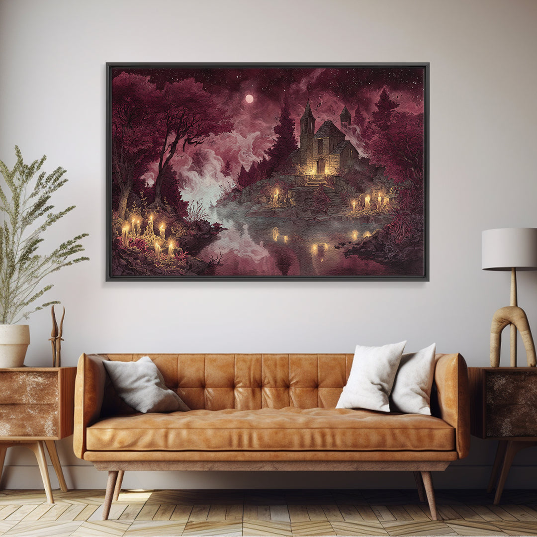 The Mapmaker Of Impossible Shores, Cosmic Horror Decor, Landscape Wall Art, Framed Canvas Print, Halloween Home Decor, Gothic Wall Art