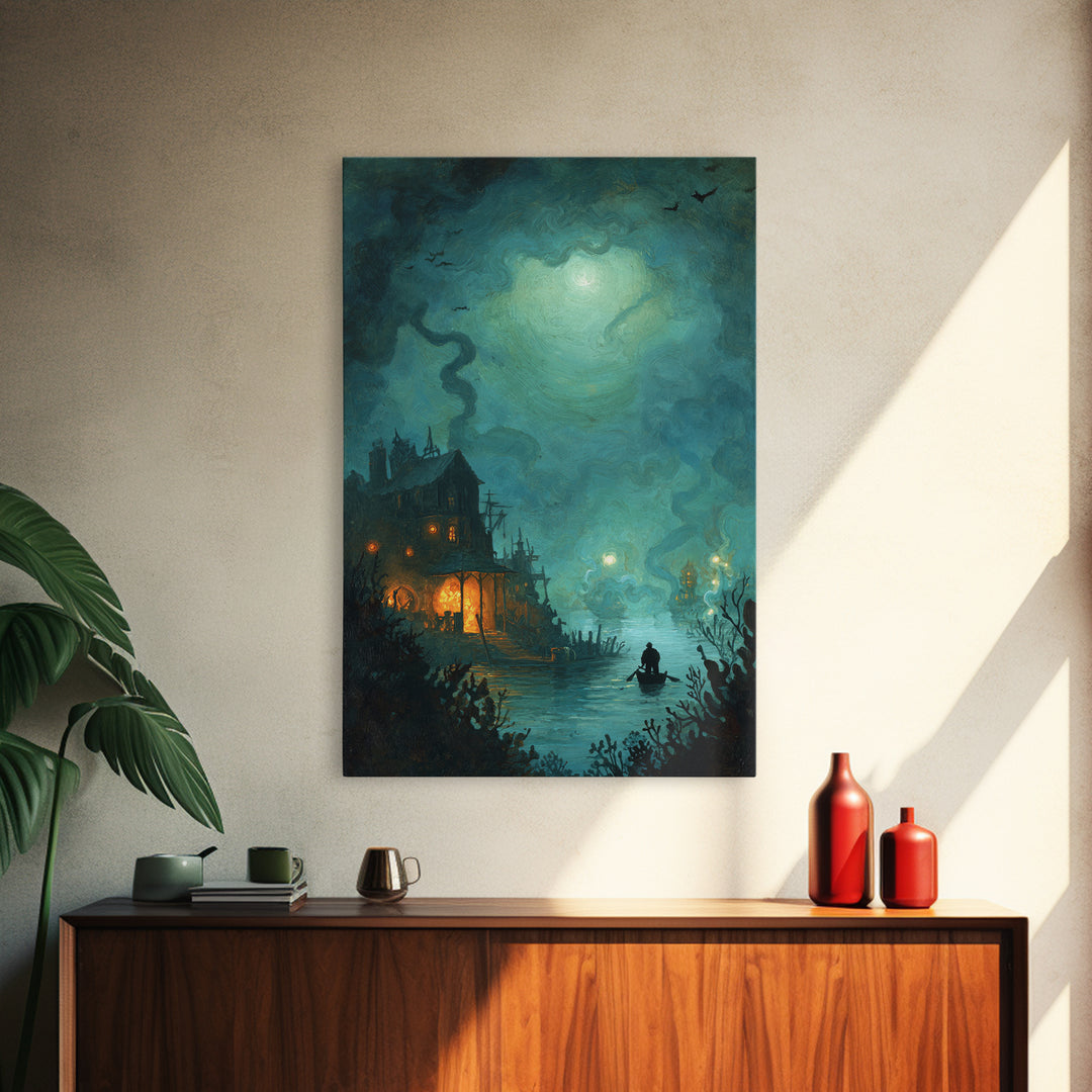 The Keeper Of The Black Reef Key, Eldritch Wall Art, Vertical Wall Art, Framed Canvas Print, Halloween Home Decor, Gothic Wall Art