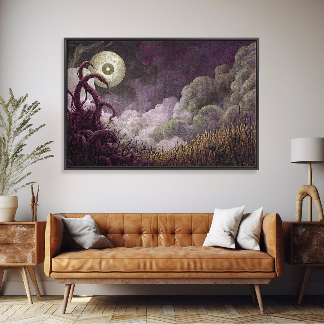 The Harvest Of The Eldritch Field, Macabre Halloween Art, Landscape Wall Art, Canvas Print, Halloween Home Decor, Gothic Wall Art