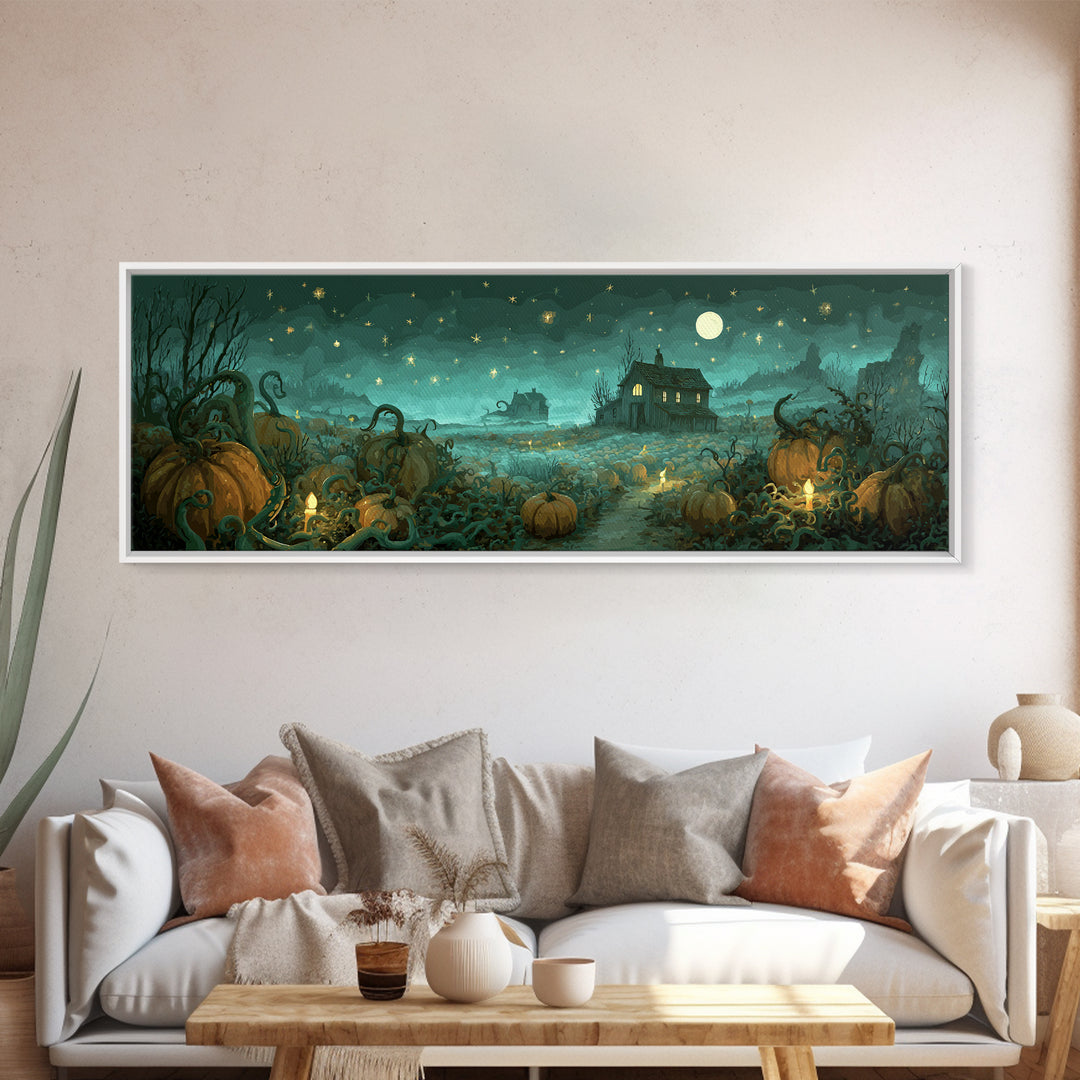 The Harvest Of The Eldritch Field, Cosmic Horror Decor, Extra Wide Wall Art, Canvas Print, Halloween Home Decor, Gothic Wall Art