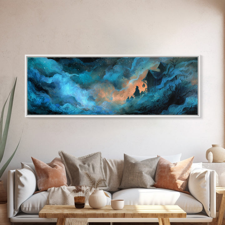 The Feast Of The Pale Cult, Cosmic Horror Decor, Extra Wide Wall Art, Canvas Print, Halloween Home Decor, Gothic Wall Art, Dark Fantasy Art