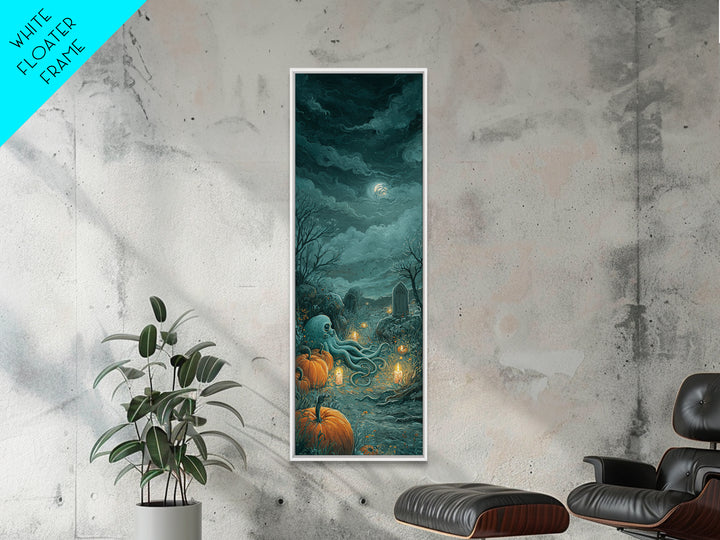 The Crown Of The Tentacled Saint, Spooky Wall Decor, Tall Narrow Wall Art, Framed Canvas Print, Halloween Home Decor, Gothic Wall Art