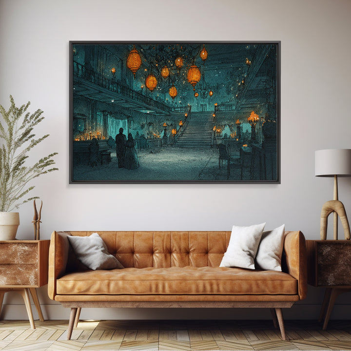 The Ballroom Of Silent Shoggoths, Cosmic Horror Decor, Landscape Wall Art, Canvas Print, Halloween Home Decor, Gothic Wall Art