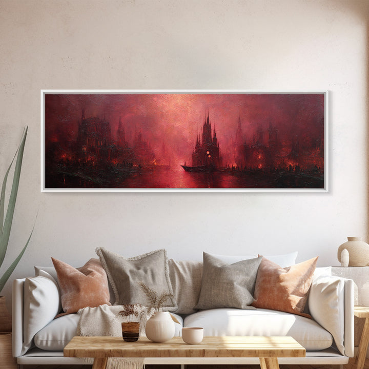 The Ballroom Of Silent Shoggoths, Dark Fantasy Wall Art, Extra Wide Wall Art, Framed Canvas Print, Halloween Home Decor, Gothic Wall Art