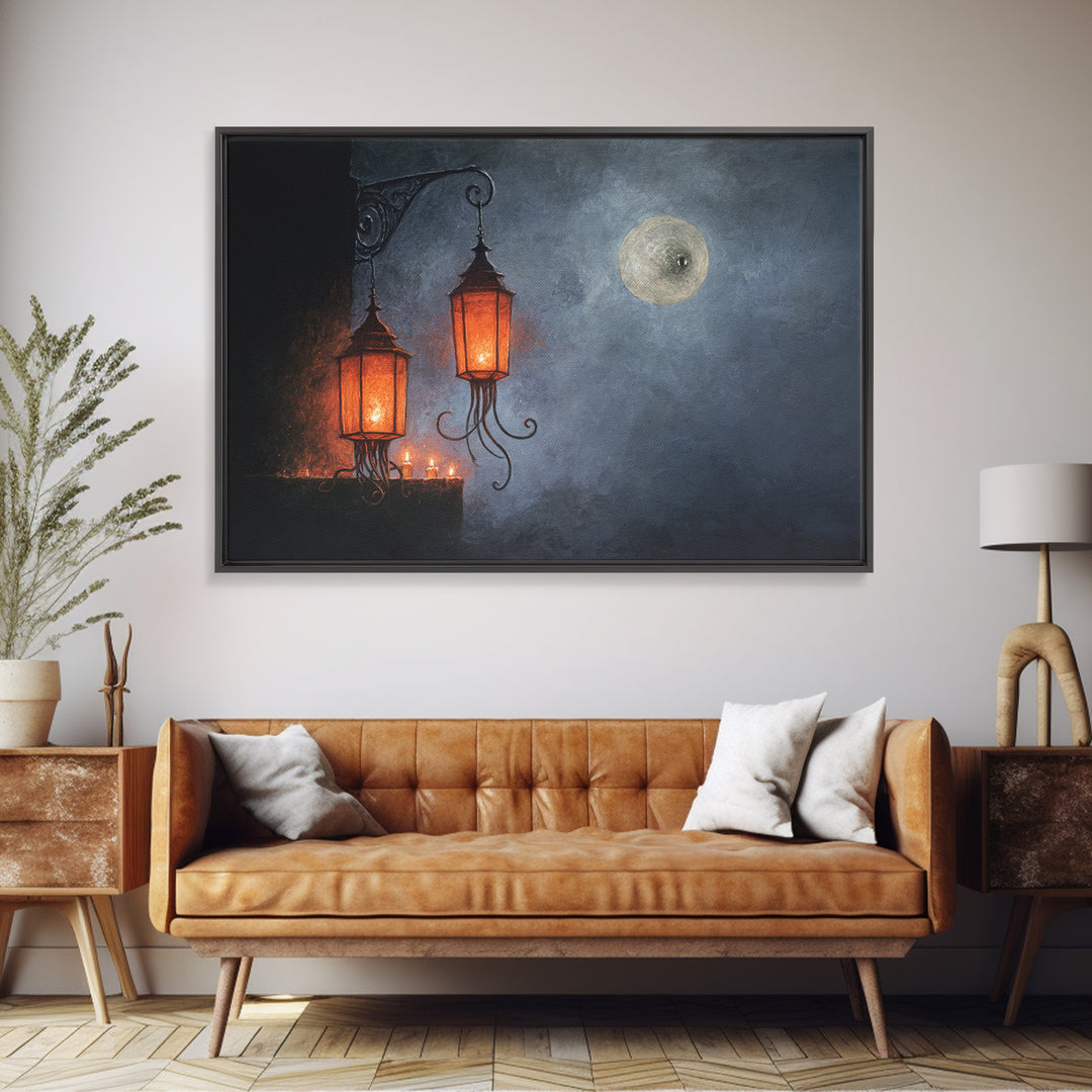 The Lantern Market Beyond The Veil, Occult Wall Decor, Landscape Wall Art, Canvas Print, Halloween Home Decor, Gothic Wall Art