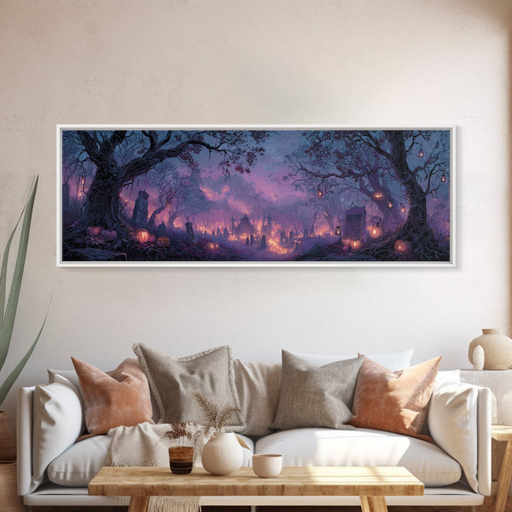 The Lantern Market Beyond The Veil, Macabre Halloween Art, Extra Wide Wall Art, Canvas Print, Halloween Home Decor, Gothic Wall Art