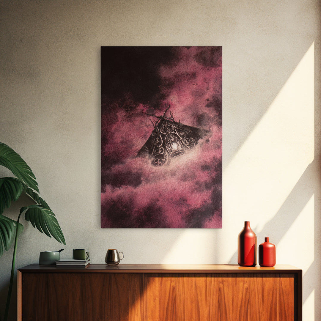 The Moth Prophet Of Kadath, Lovecraftian Wall Art, Vertical Wall Art, Canvas Print, Halloween Home Decor, Gothic Wall Art, Dark Fantasy Art