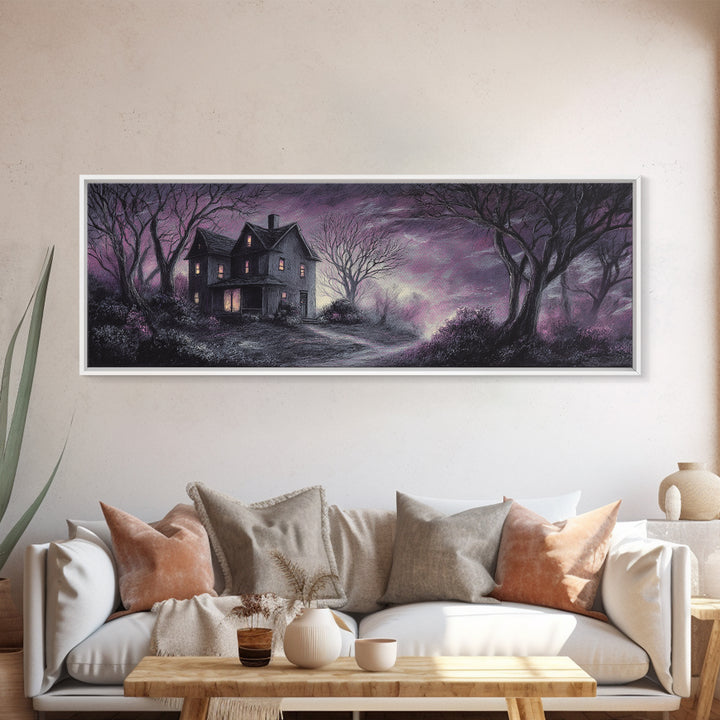 The Thirteenth Door Of Arkham House, Spooky Wall Decor, Extra Wide Wall Art, Canvas Print, Halloween Home Decor, Gothic Wall Art