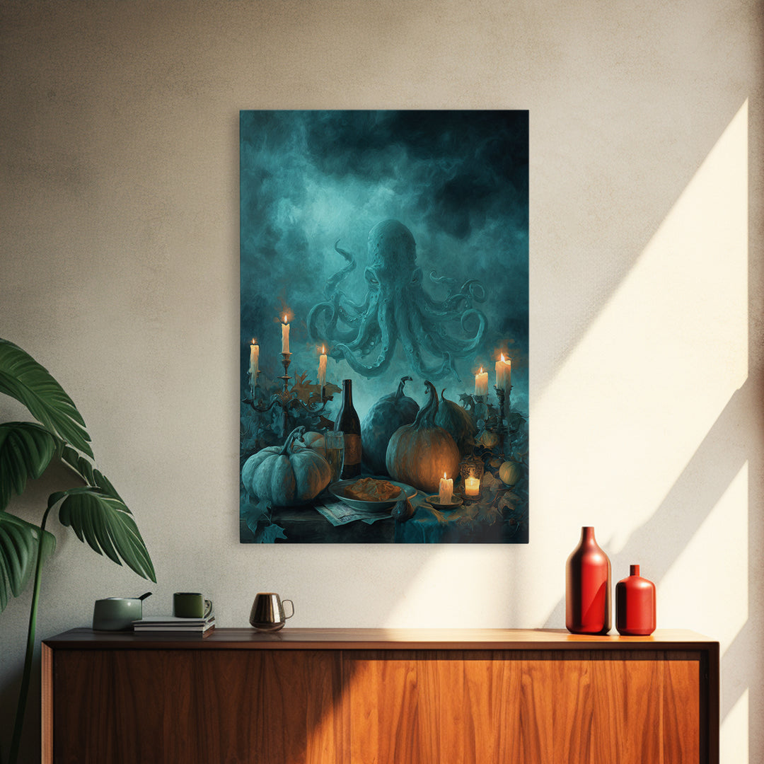 The Salt King Of The Black Shore, Lovecraftian Wall Art, Vertical Wall Art, Framed Canvas Print, Halloween Home Decor, Gothic Wall Art