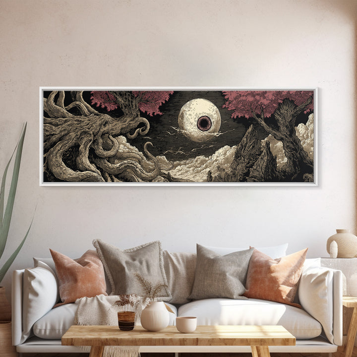 The Salt King Of The Black Shore, Cosmic Horror Decor, Extra Wide Wall Art, Canvas Print, Halloween Home Decor, Gothic Wall Art