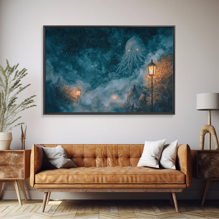 The Dreamwell Beneath Miskatonic, Dark Fantasy Wall Art, Landscape Wall Art, Canvas Print, Halloween Home Decor, Gothic Wall Art