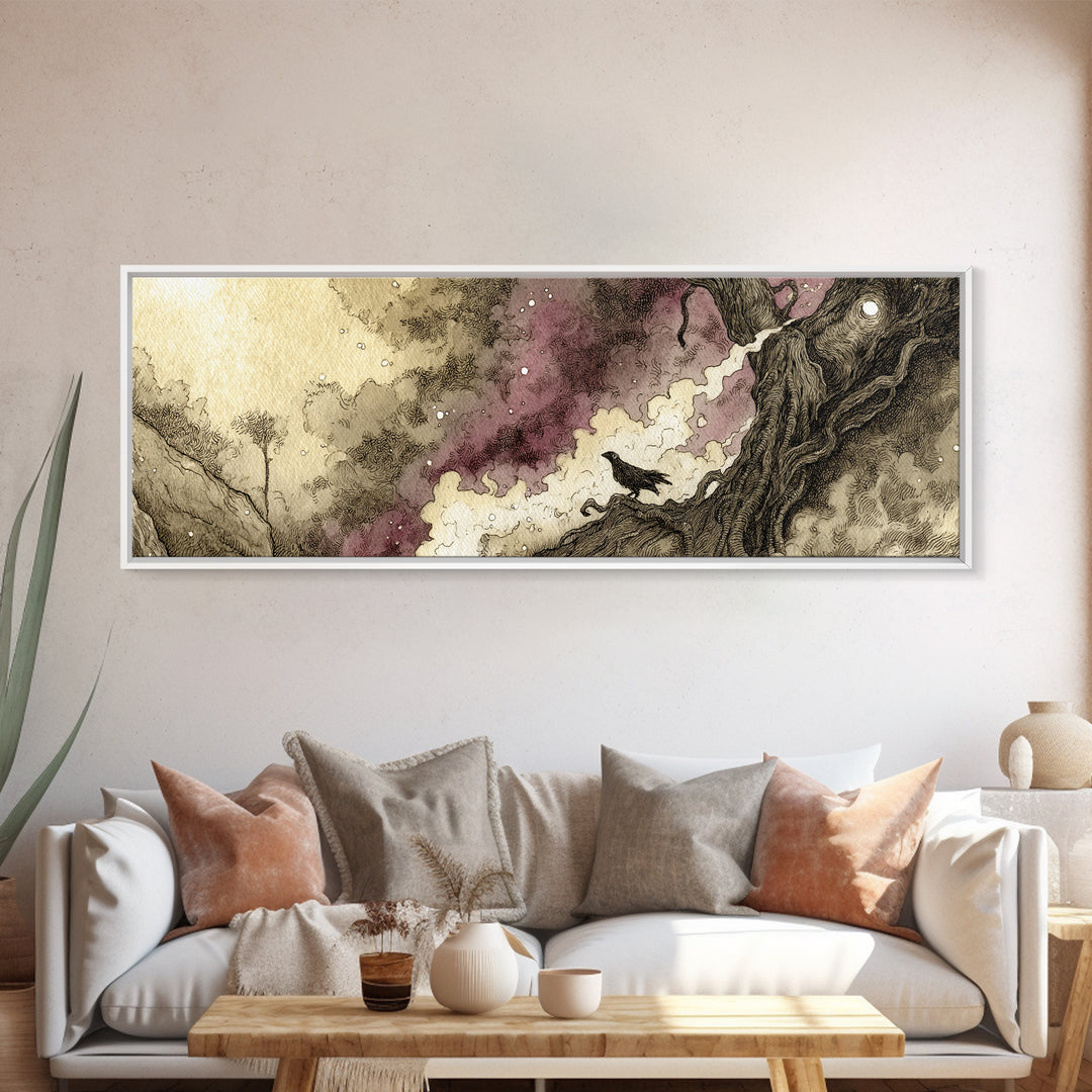 The Custodian Of The Whispering Idol, Eldritch Wall Art, Extra Wide Wall Art, Canvas Print, Halloween Home Decor, Gothic Wall Art