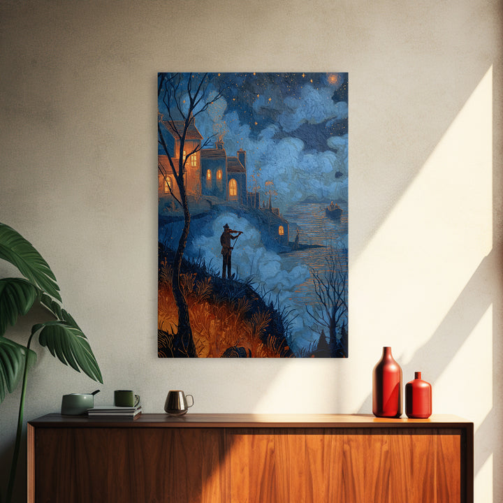 The Violinist Of The Drowned Moon, Lovecraftian Wall Art, Vertical Wall Art, Canvas Print, Halloween Home Decor, Gothic Wall Art