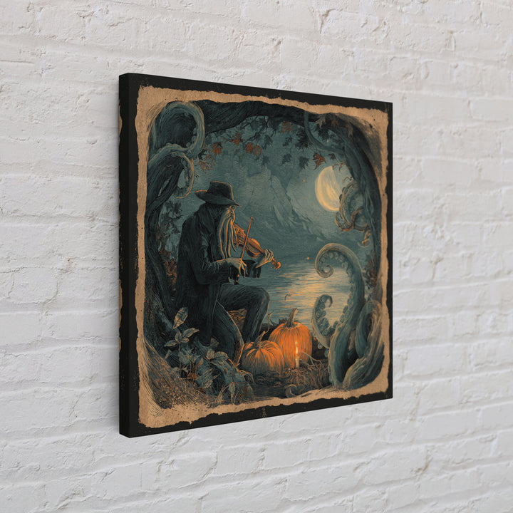 The Violinist Of The Drowned Moon, Macabre Halloween Art, Square Wall Art, Canvas Print, Halloween Home Decor, Gothic Wall Art