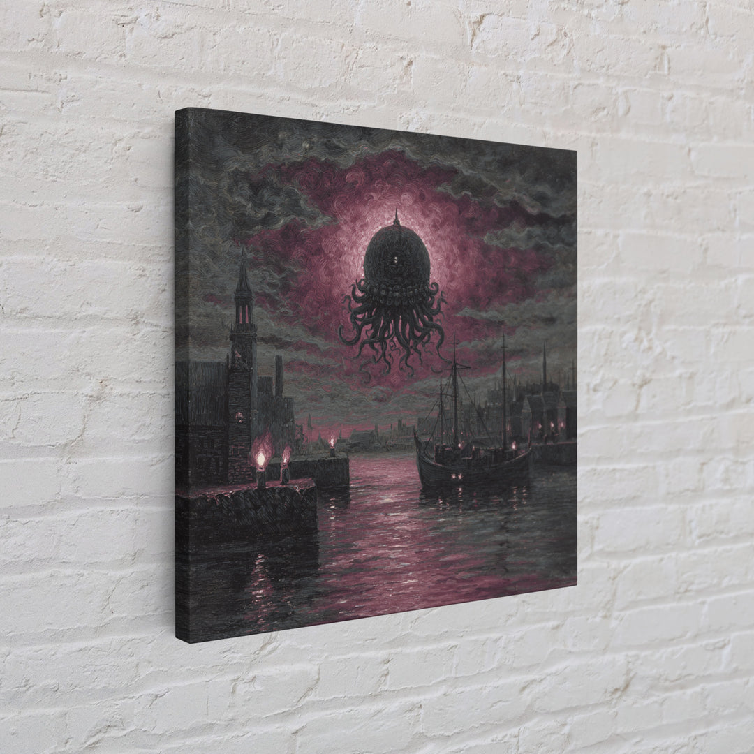 The Mask Of The Crawling God, Spooky Wall Decor, Square Wall Art, Framed Canvas Print, Halloween Home Decor, Gothic Wall Art