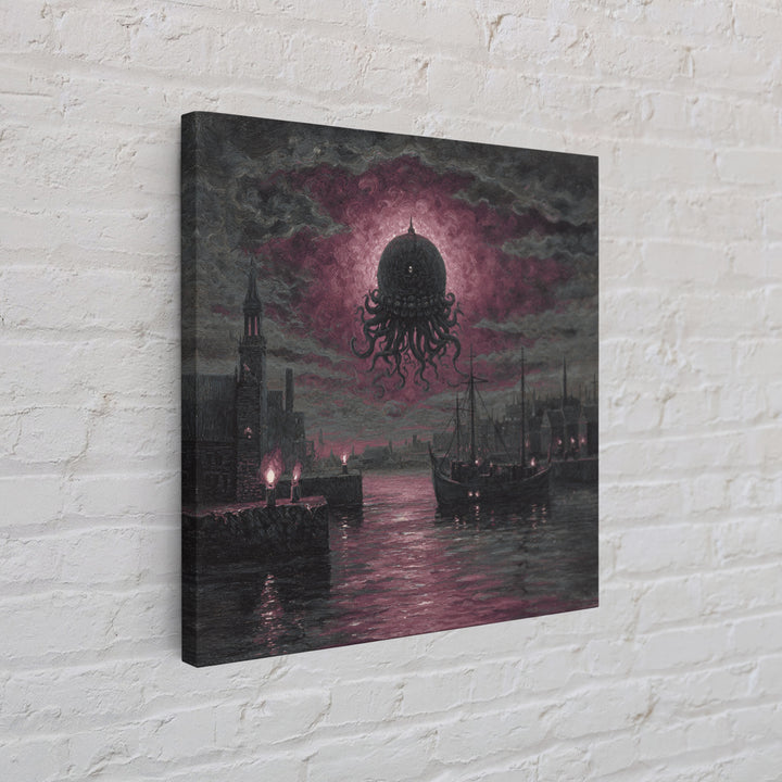 The Mask Of The Crawling God, Spooky Wall Decor, Square Wall Art, Framed Canvas Print, Halloween Home Decor, Gothic Wall Art