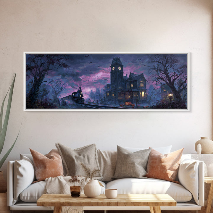 The Phantom Train To Kadath, Eldritch Wall Art, Extra Wide Wall Art, Canvas Print, Halloween Home Decor, Gothic Wall Art, Dark Fantasy Art