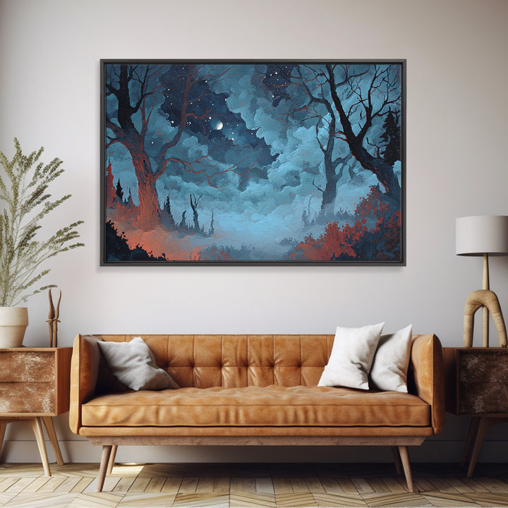 The Garden Of The Eyeless Moon, Cosmic Horror Decor, Landscape Wall Art, Framed Canvas Print, Halloween Home Decor, Gothic Wall Art