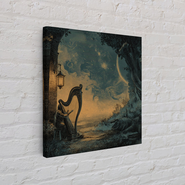 The Harpist Of Abyssal Sleep, Halloween Wall Art, Square Wall Art, Canvas Print, Halloween Home Decor, Gothic Wall Art, Seasonal Home Decor