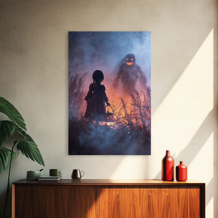 The Doll From Beyond The Void, Occult Wall Decor, Vertical Wall Art, Framed Canvas Print, Halloween Home Decor, Gothic Wall Art